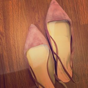 Everlane soft pink suede sling back flats